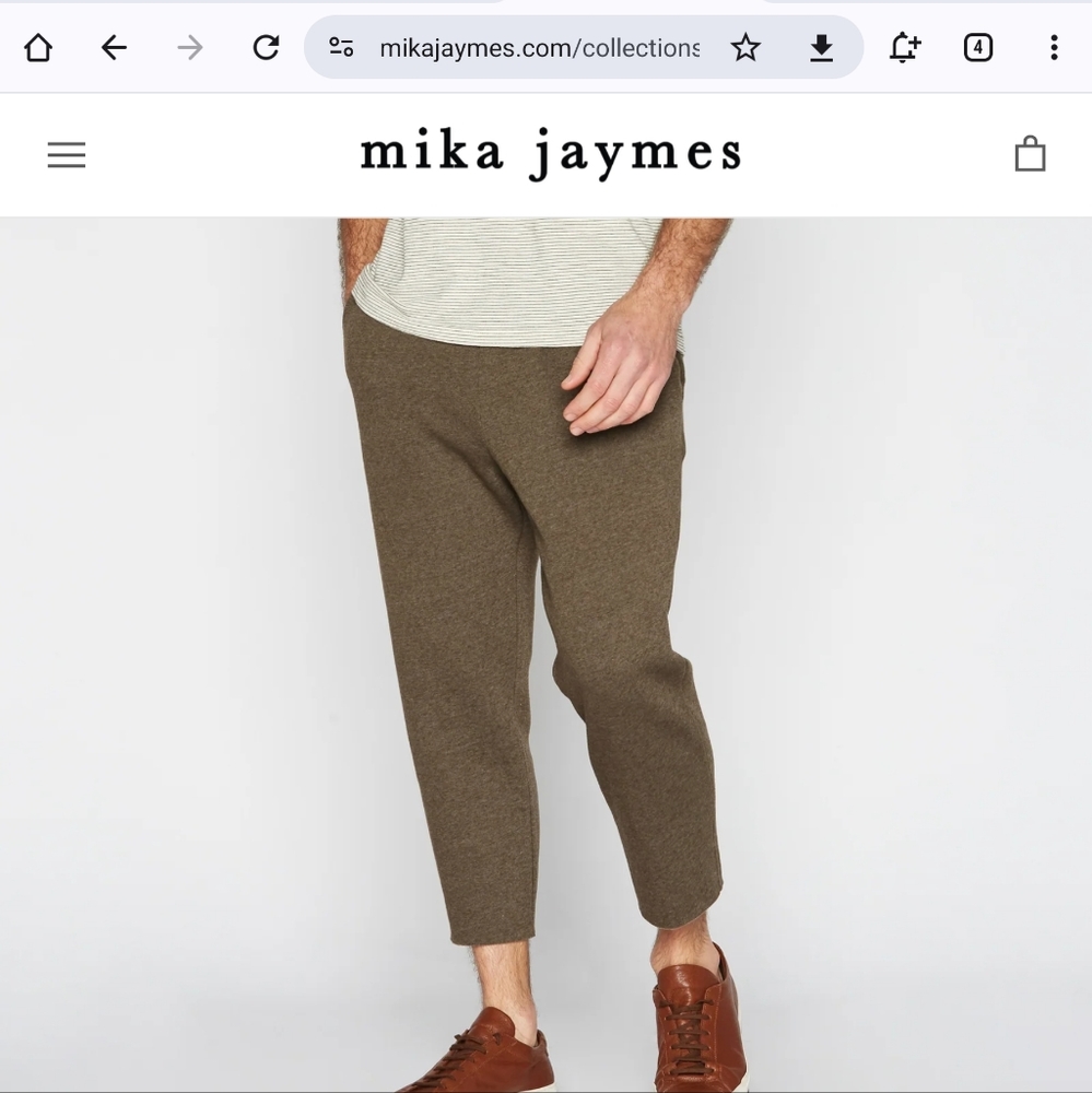 Mens Mika Jaymes French Terry Sweatpants Cut Off Raw Hem NWT Sz Medium